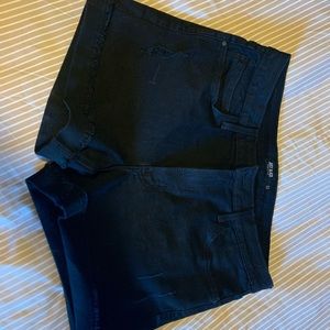 Distressed black jean shorts. Just Black. Size 32.